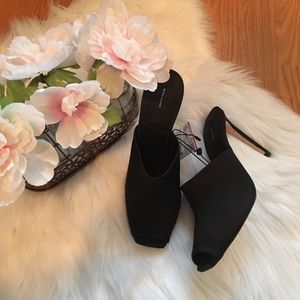 Black Zara Satin High Heel Mules